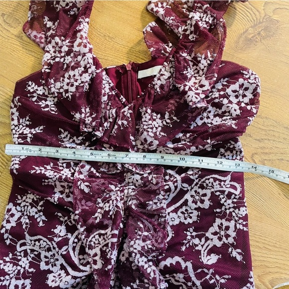 Wayf Red Plunge Neck Maxi Dress with Flutter Sleeves - Picture 4 of 15